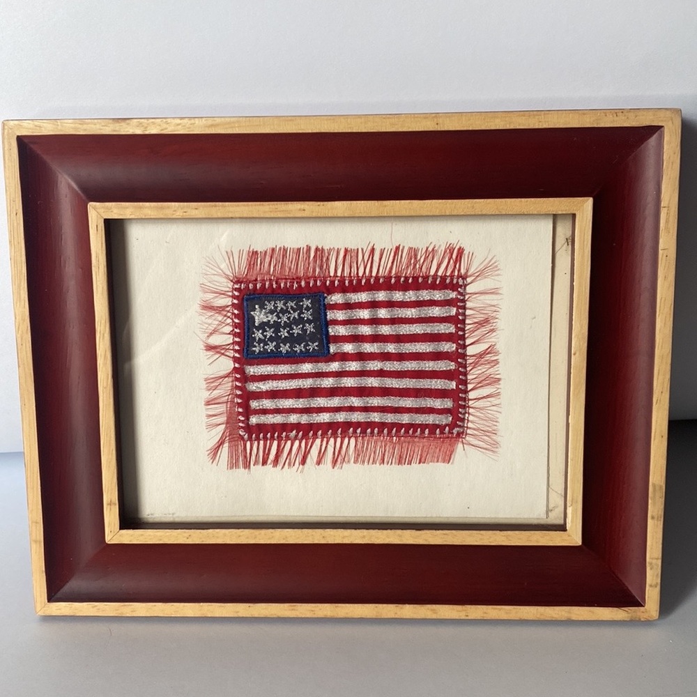 Handmade American Flag Art in frame- Made by Twos Company
